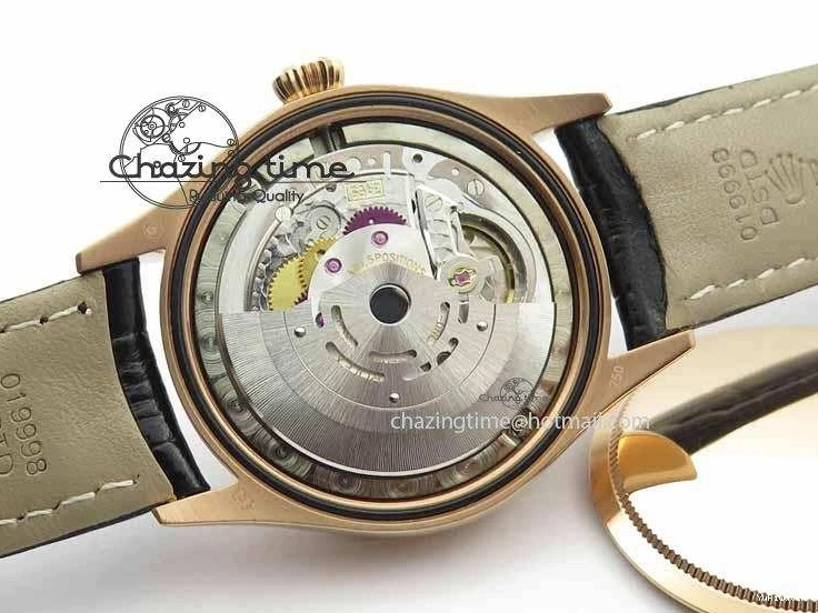 Black RG A3165 Dial Leather Date On Stick Best Edition Strap VF Cellini Markers Black 0708